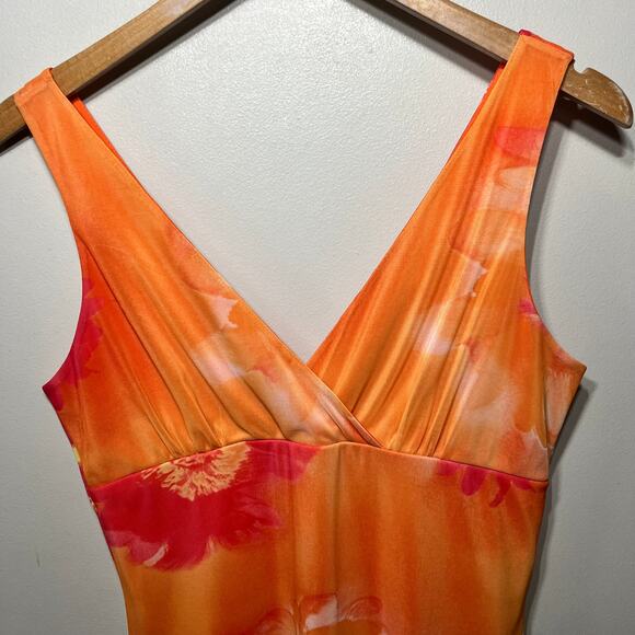 RAG Y2K VTG Orange Pink Flower Daisy Knit Rave Sleeveless Summer Hippie Boho L - Picture 2 of 7